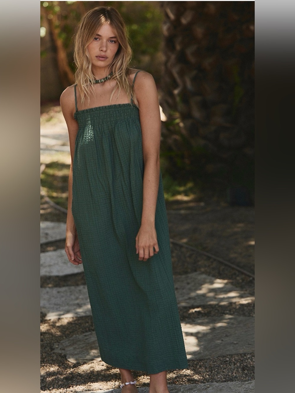Free People Free-est Penelope Pucker Check Midi Dress